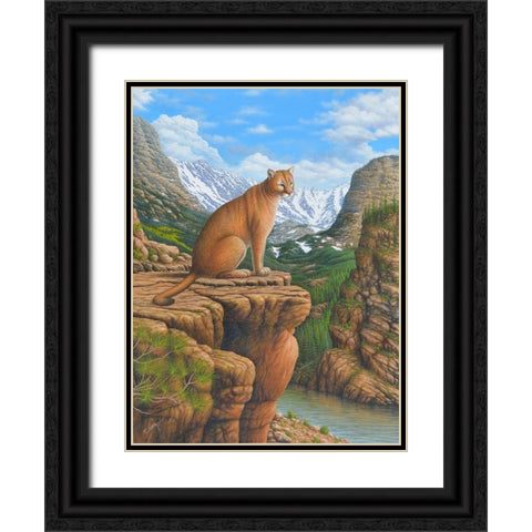 Cougar Black Ornate Wood Framed Art Print with Double Matting by Wavra, Robert