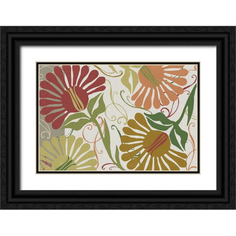 Flower Shower I Black Ornate Wood Framed Art Print with Double Matting by Sasha
