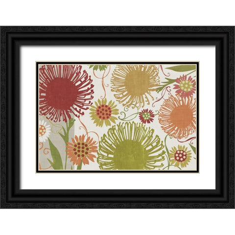 Flower Shower II Black Ornate Wood Framed Art Print with Double Matting by Sasha