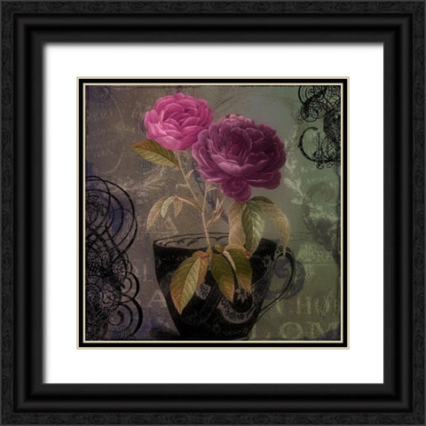 Tea and Roses I Black Ornate Wood Framed Art Print with Double Matting by Sasha