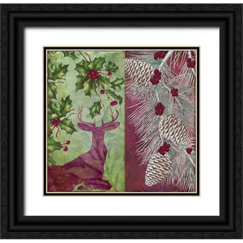 Cabin Christmas II Black Ornate Wood Framed Art Print with Double Matting by Sasha