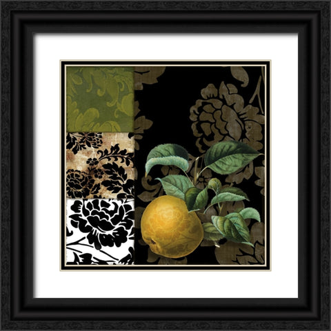 Damask Lerain III Black Ornate Wood Framed Art Print with Double Matting by Sasha