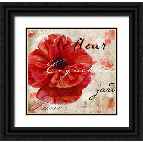 Le Pavot II Black Ornate Wood Framed Art Print with Double Matting by Sasha