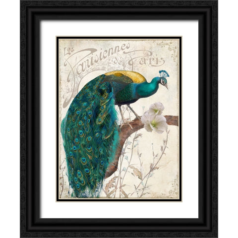 Les Paons II Black Ornate Wood Framed Art Print with Double Matting by Sasha