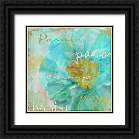 Blue Peony Light Black Ornate Wood Framed Art Print with Double Matting by Sasha