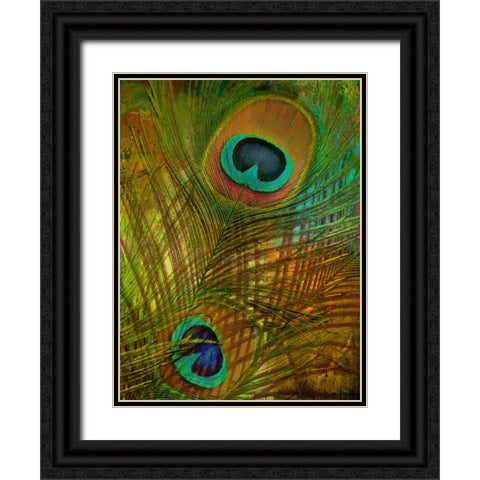 Peacock Candy II Black Ornate Wood Framed Art Print with Double Matting by Sasha