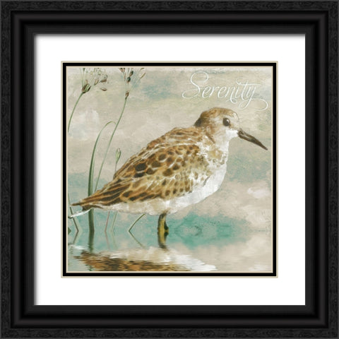 Sand Piper I Black Ornate Wood Framed Art Print with Double Matting by Sasha