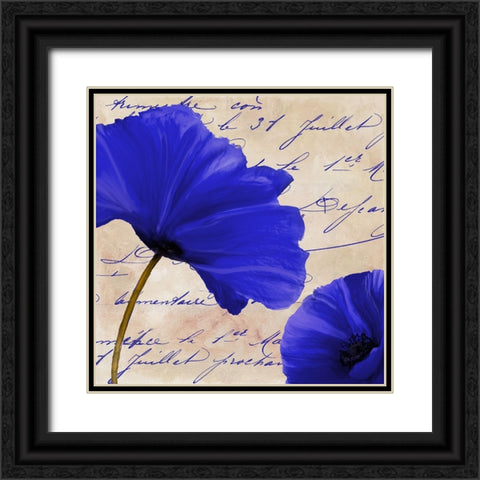 Coquelicots Bleues II Black Ornate Wood Framed Art Print with Double Matting by Sasha