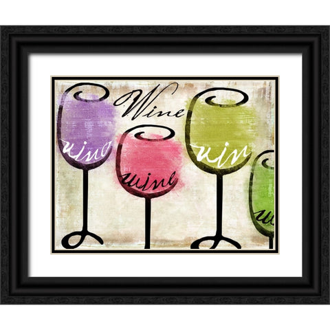 Wine Tasting III Black Ornate Wood Framed Art Print with Double Matting by Sasha