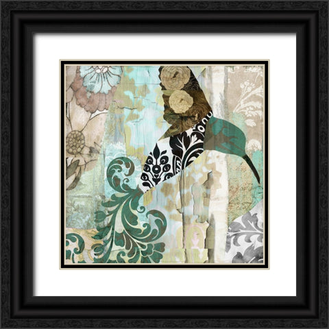 Hummingbird Batik I Black Ornate Wood Framed Art Print with Double Matting by Sasha