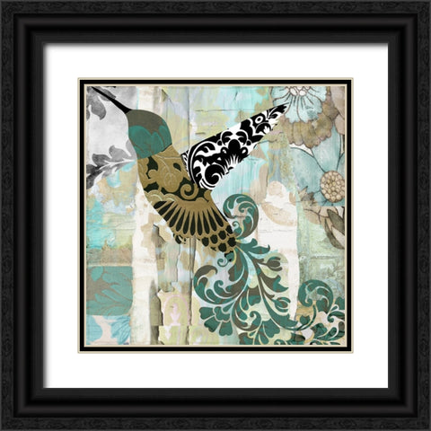 Hummingbird Batik II Black Ornate Wood Framed Art Print with Double Matting by Sasha