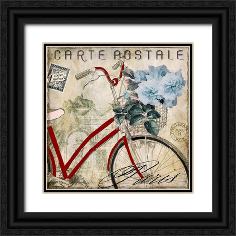 Postale Paris II Black Ornate Wood Framed Art Print with Double Matting by Sasha