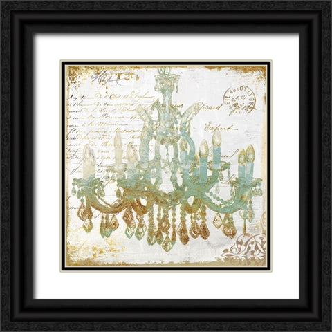 Teal And Gold Black Ornate Wood Framed Art Print with Double Matting by Sasha