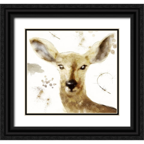 Golden Forest - Deer Black Ornate Wood Framed Art Print with Double Matting by Sasha