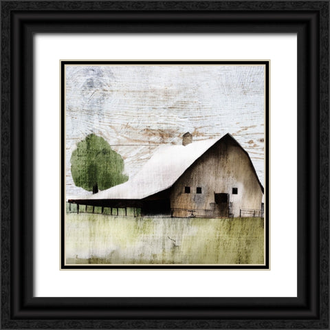 The White Barn II Black Ornate Wood Framed Art Print with Double Matting by Sasha
