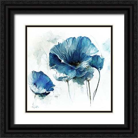 Sky Poppies I Black Ornate Wood Framed Art Print with Double Matting by Sasha