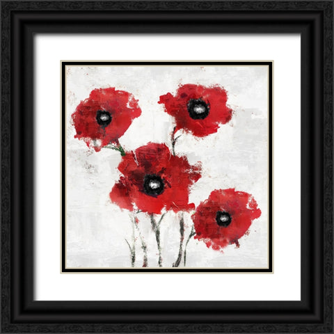Poppies Impasto Black Ornate Wood Framed Art Print with Double Matting by Sasha