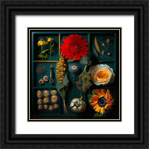 Dried Flowers I Black Ornate Wood Framed Art Print with Double Matting by Sasha