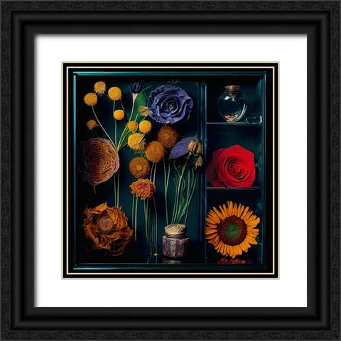Dried Flowers II Black Ornate Wood Framed Art Print with Double Matting by Sasha