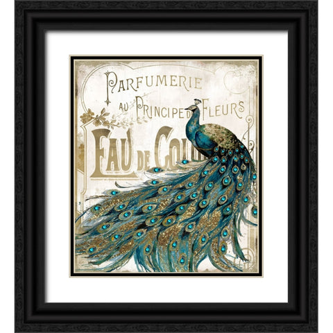 Peacock Jewels Black Ornate Wood Framed Art Print with Double Matting by Sasha
