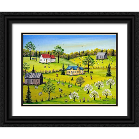 Apple Blossom Time Black Ornate Wood Framed Art Print with Double Matting by Mark, Sharon