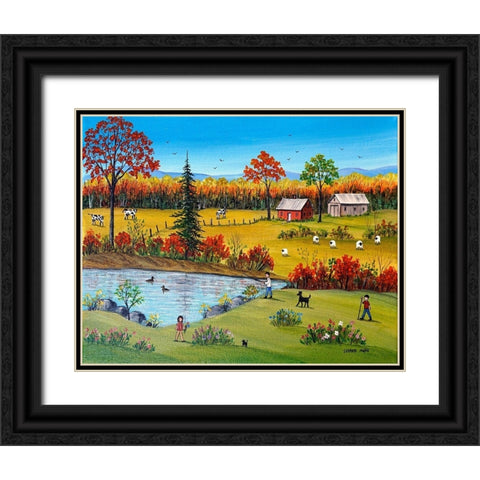 Autumn by the Brook Black Ornate Wood Framed Art Print with Double Matting by Mark, Sharon