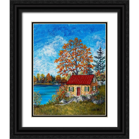 Autumn Cottage Black Ornate Wood Framed Art Print with Double Matting by Mark, Sharon