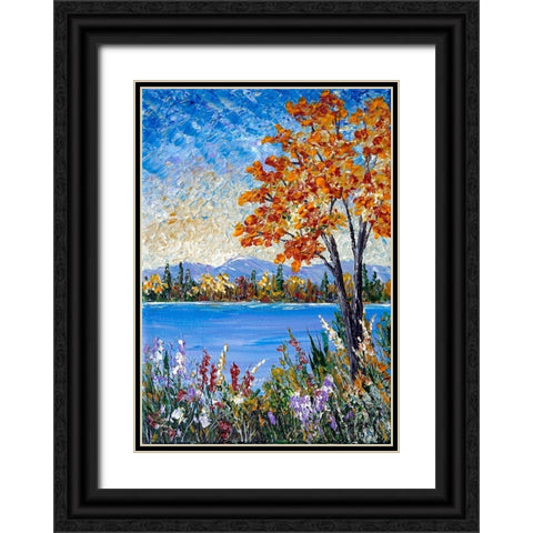 Autumn Lake Black Ornate Wood Framed Art Print with Double Matting by Mark, Sharon