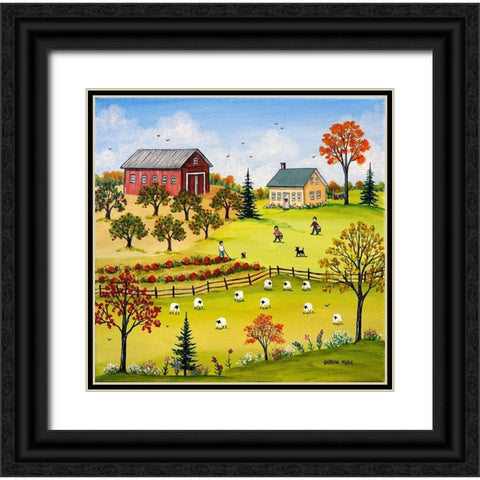 Chore Time Black Ornate Wood Framed Art Print with Double Matting by Mark, Sharon