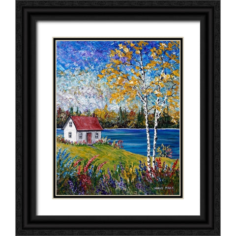 Dark Water Black Ornate Wood Framed Art Print with Double Matting by Mark, Sharon