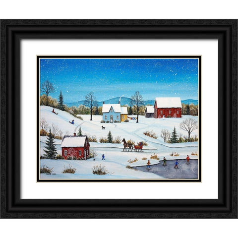 Falling Snow Black Ornate Wood Framed Art Print with Double Matting by Mark, Sharon