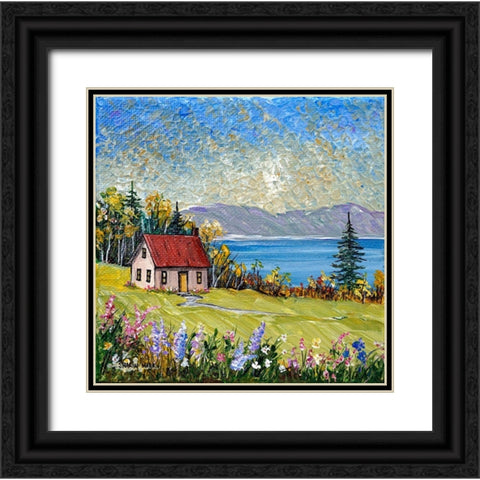 Little House by the Water Black Ornate Wood Framed Art Print with Double Matting by Mark, Sharon