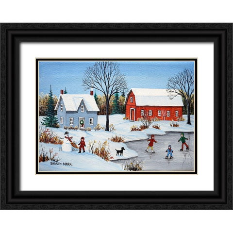 Skating Fun Black Ornate Wood Framed Art Print with Double Matting by Mark, Sharon