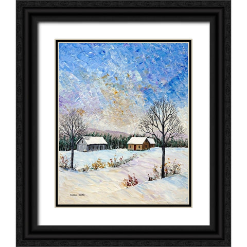 Snowscape Black Ornate Wood Framed Art Print with Double Matting by Mark, Sharon