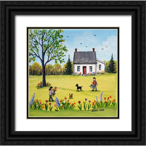 Spring Flowers Black Ornate Wood Framed Art Print with Double Matting by Mark, Sharon