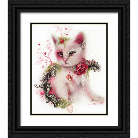 Love Is In The Air (Kitty) Black Ornate Wood Framed Art Print with Double Matting by Sheena Pike Art