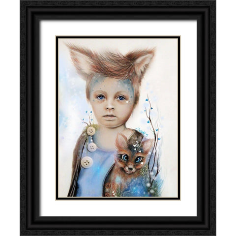 A Boy and his Fox - Only Friend in the World Black Ornate Wood Framed Art Print with Double Matting by Sheena Pike Art