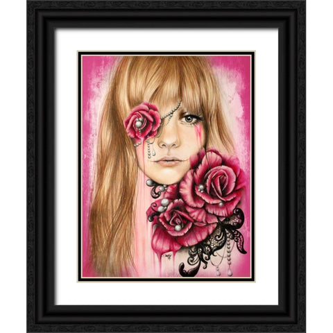 Sullenly Sweet - Malevolent Collection Black Ornate Wood Framed Art Print with Double Matting by Sheena Pike Art