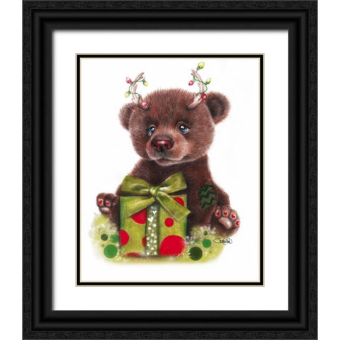 Bruno Bear-Rudolph Fan Black Ornate Wood Framed Art Print with Double Matting by Sheena Pike Art
