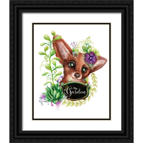 The Garden Sign Fox Black Ornate Wood Framed Art Print with Double Matting by Sheena Pike Art