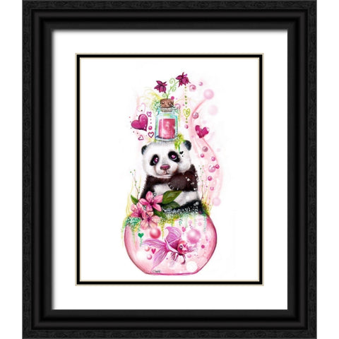 Panda Love Potion Black Ornate Wood Framed Art Print with Double Matting by Sheena Pike Art