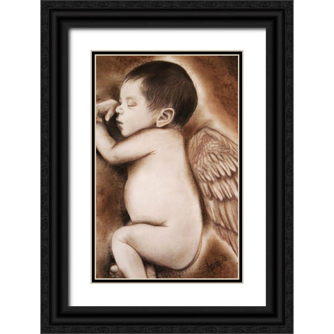 Angel of my Tears Black Ornate Wood Framed Art Print with Double Matting by Sheena Pike Art