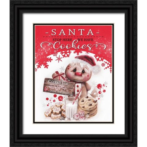 Save the Gingers - Santa Stop Here Design Black Ornate Wood Framed Art Print with Double Matting by Sheena Pike Art