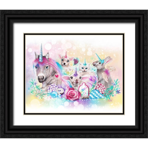 We All Just Want to be Unicorns Black Ornate Wood Framed Art Print with Double Matting by Sheena Pike Art
