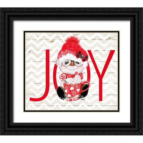 Peppermint Snowman - Joy Black Ornate Wood Framed Art Print with Double Matting by Sheena Pike Art