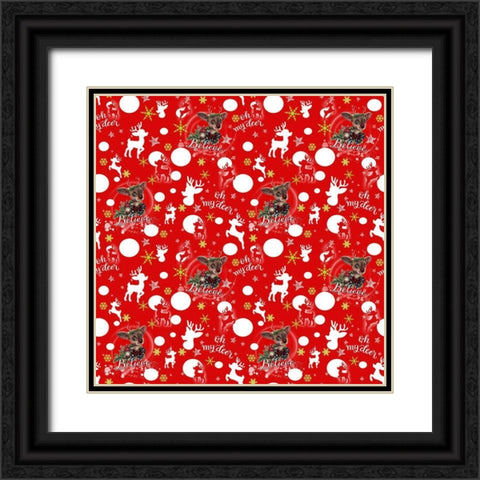 Rudolph Pattern - Oh My Deer Black Ornate Wood Framed Art Print with Double Matting by Sheena Pike Art