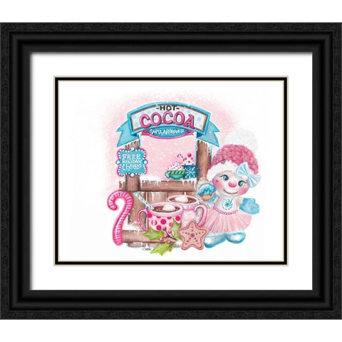 Santa Approved Cocoa - Snowman Black Ornate Wood Framed Art Print with Double Matting by Sheena Pike Art