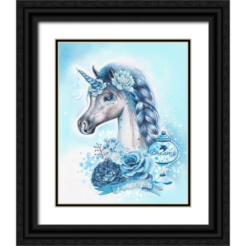 Dreamer Unicorn Black Ornate Wood Framed Art Print with Double Matting by Sheena Pike Art