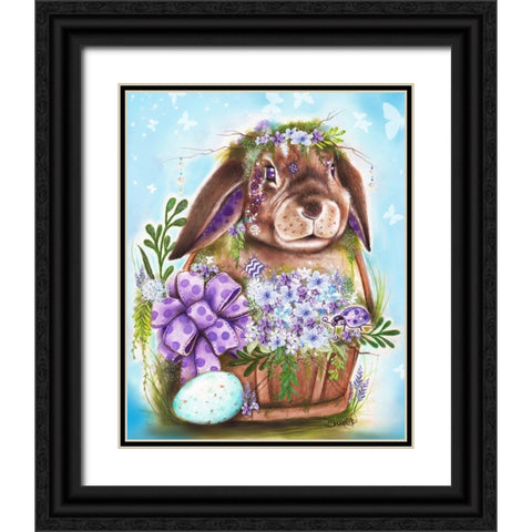 Spring Bunny Black Ornate Wood Framed Art Print with Double Matting by Sheena Pike Art