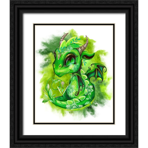 Lil DragonZ Element Series Earth Black Ornate Wood Framed Art Print with Double Matting by Sheena Pike Art
